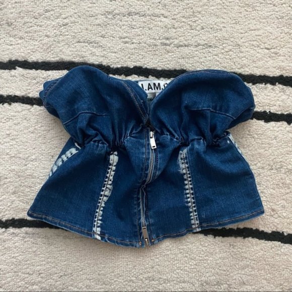 I AM GIA Blue Denim Corset Savannah Strapless Top - Picture 2 of 10